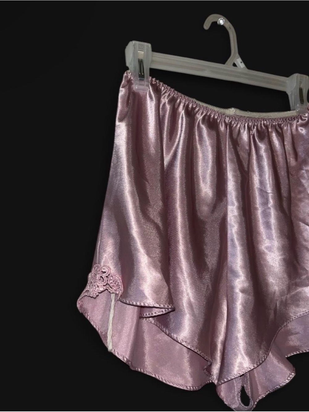 Pink Satin Lace Trim Sleep Shorts Made in USA 100% Polyester Coquette